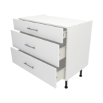 Pre Assembled Modern 1000mm fitted kitchen 3 Drawer unit matt white