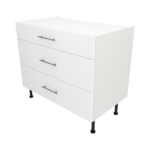 Pre Assembled Modern 1000mm fitted kitchen 3 Drawer unit matt white