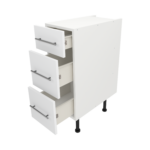Pre Assembled Modern 300mm fitted kitchen 3 Drawer unit matt white