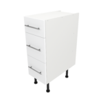 Pre Assembled Modern 300mm fitted kitchen 3 Drawer unit matt white