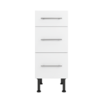 Pre Assembled Modern 350mm fitted kitchen 3 Drawer unit matt white
