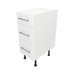 Pre Assembled Modern 350mm fitted kitchen 3 Drawer unit matt white