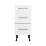 Pre Assembled Modern 400mm fitted kitchen 3 Drawer unit matt white