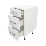 Pre Assembled Modern 400mm fitted kitchen 3 Drawer unit matt white