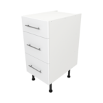 Pre Assembled Modern 400mm fitted kitchen 3 Drawer unit matt white