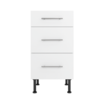 Pre Assembled Modern 450mm fitted kitchen 3 Drawer unit matt white