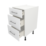 Pre Assembled Modern 450mm fitted kitchen 3 Drawer unit matt white