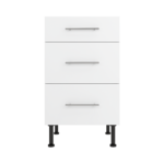 Pre Assembled Modern 500mm fitted kitchen 3 Drawer unit matt white