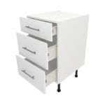 Pre Assembled Modern 500mm fitted kitchen 3 Drawer unit matt white