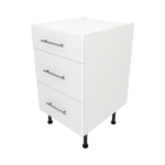 Pre Assembled Modern 500mm fitted kitchen 3 Drawer unit matt white