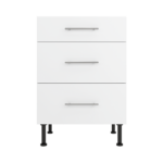 Pre Assembled Modern 600mm fitted kitchen 3 Drawer unit matt white