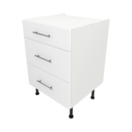 Pre Assembled Modern 600mm fitted kitchen 3 Drawer unit matt white