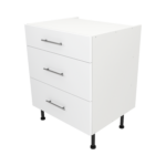 Pre Assembled Modern 700mm fitted kitchen 3 Drawer unit matt white