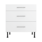Pre Assembled Modern 800mm fitted kitchen 3 Drawer unit matt white