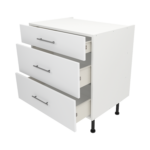 Pre Assembled Modern 800mm fitted kitchen 3 Drawer unit matt white