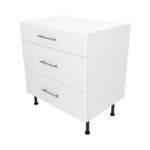 Pre Assembled Modern 800mm fitted kitchen 3 Drawer unit matt white