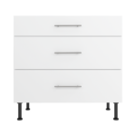 Pre Assembled Modern 900mm fitted kitchen 3 Drawer unit matt white