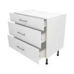 Pre Assembled Modern 900mm fitted kitchen 3 Drawer unit matt white