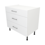 Pre Assembled Modern 900mm fitted kitchen 3 Drawer unit matt white