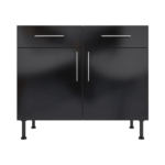 Pre Assembled Modern Base Drawerline 1000mm Fitted Kitchen Unit Black Gloss