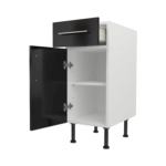 Pre Assembled Modern Base Drawerline 350mm Fitted Kitchen Unit Black Gloss