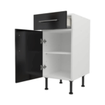Pre Assembled Modern Base Drawerline 400mm Fitted Kitchen Unit Black Gloss
