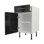 Pre Assembled Modern Base Drawerline 450mm Fitted Kitchen Unit Black Gloss