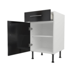 Pre Assembled Modern Base Drawerline 500mm Fitted Kitchen Unit Black Gloss