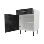 Pre Assembled Modern Base Drawerline 600mm Fitted Kitchen Unit Black Gloss