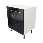 Pre Assembled Modern Base Drawerline 700mm Fitted Kitchen Unit Black Gloss