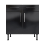 Pre Assembled Modern Base Drawerline 800mm Fitted Kitchen Unit Black Gloss