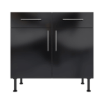 Pre Assembled Modern Base Drawerline 900mmFitted Kitchen Unit Black Gloss