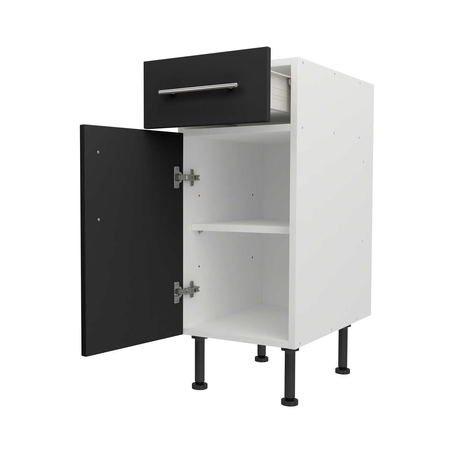 Base Drawerline 350 Assembled Kitchen Unit Matt Black