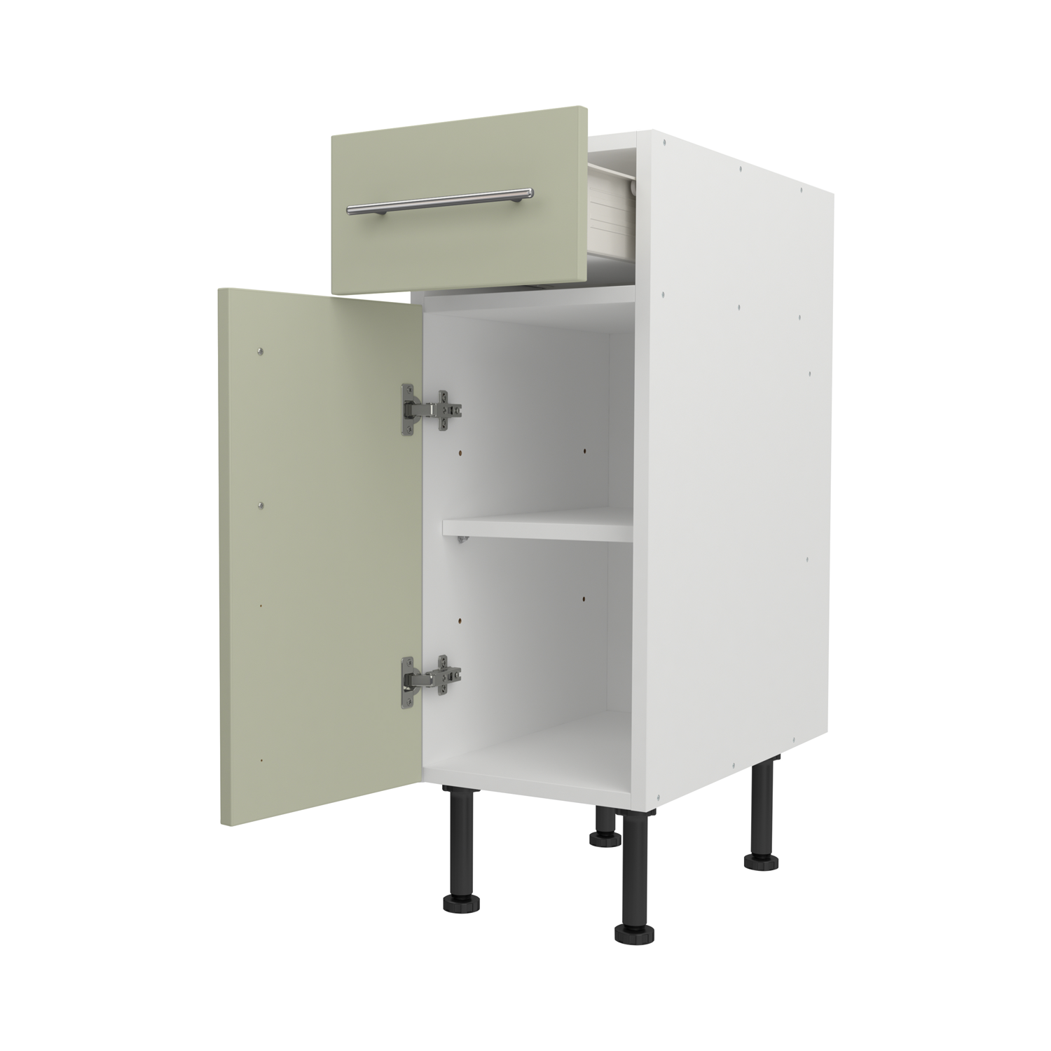 Base Drawerline 300 Assembled Kitchen Unit Matt Sage Green