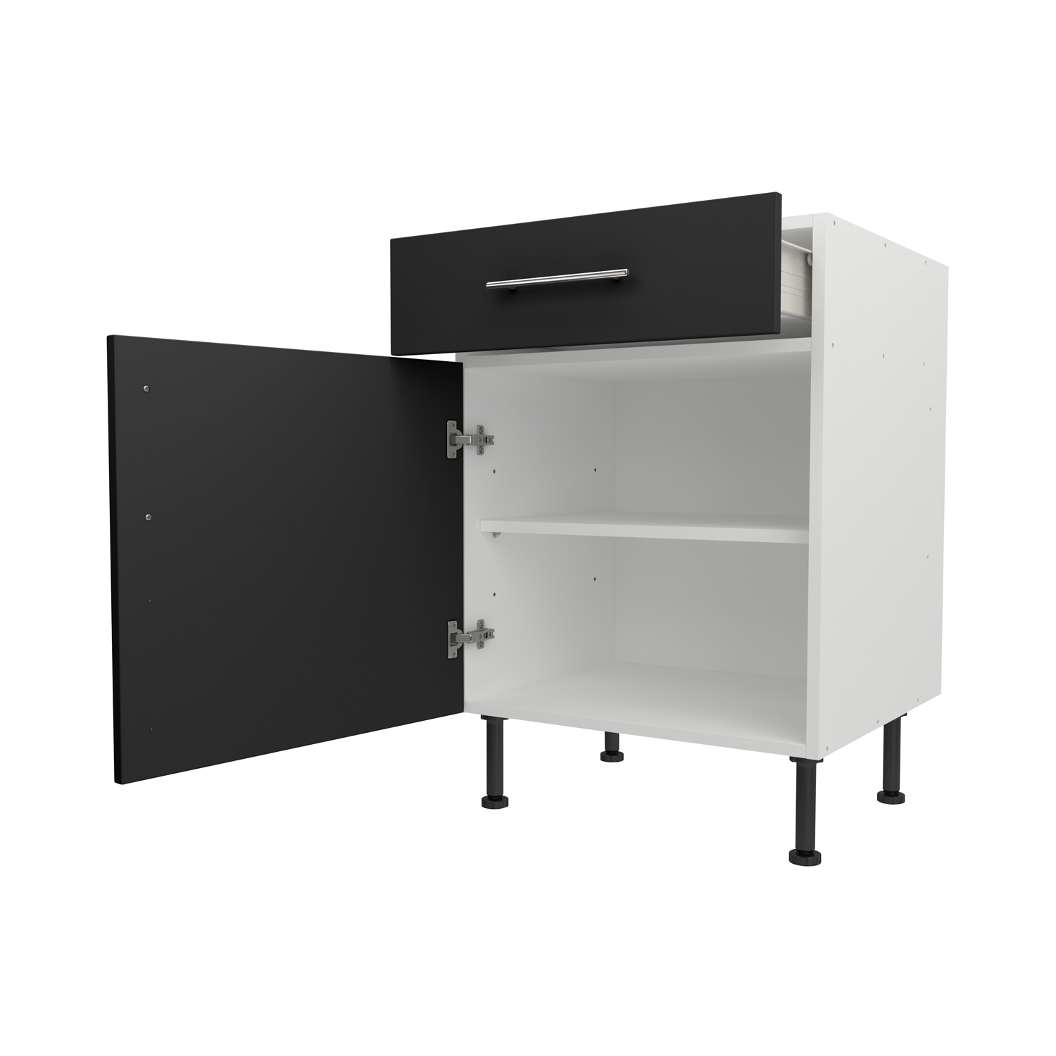 Base Drawerline 600 Assembled Kitchen Unit Matt Black