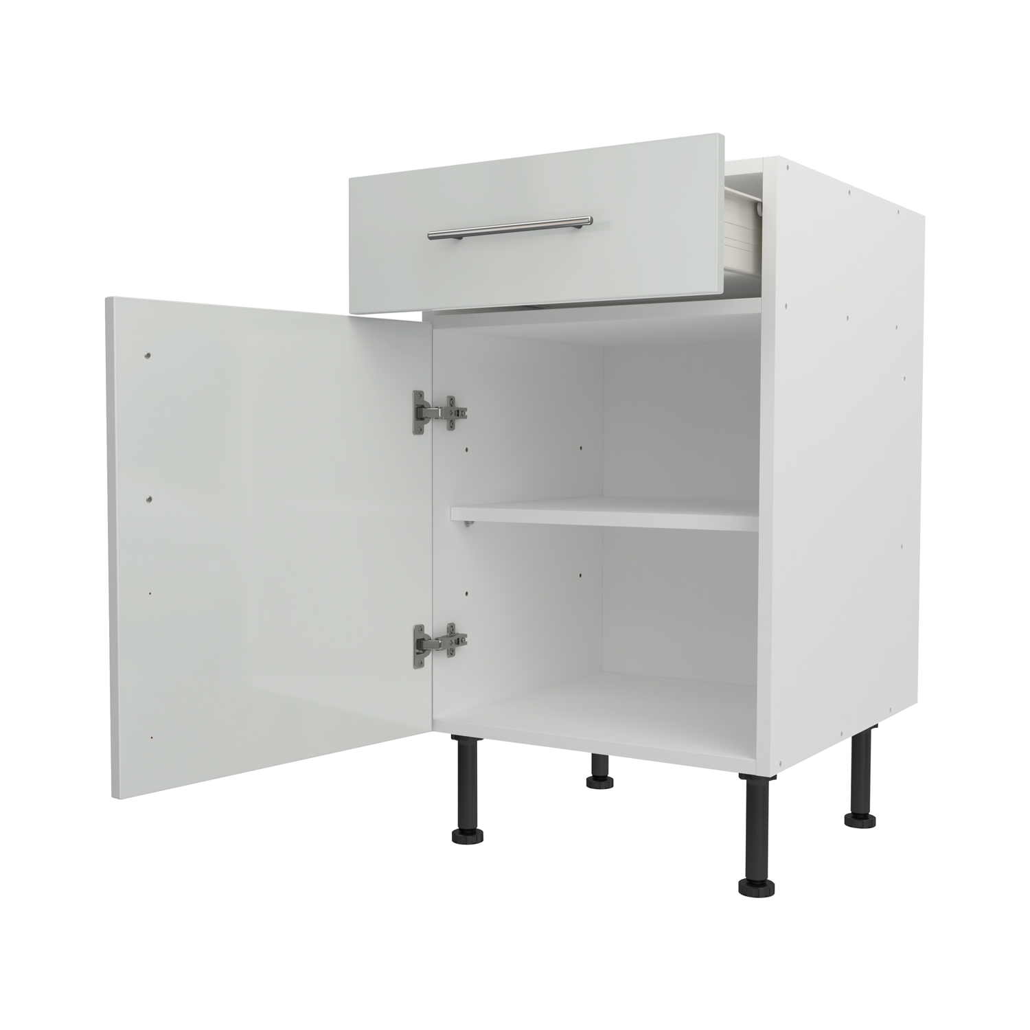 Base Drawerline 500 Assembled Kitchen Unit Gloss light grey