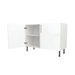 Modern Pre Assembled 1200mm fitted kitchen universal base unit white gloss