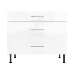 Modern Pre Assembled 1000mm fitted kitchen 3 Drawer unit white gloss