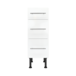 Modern Pre Assembled 300mm fitted kitchen 3 Drawer unit white gloss