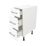 Modern Pre Assembled 300mm fitted kitchen 3 Drawer unit white gloss