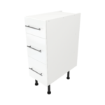 Modern Pre Assembled 300mm fitted kitchen 3 Drawer unit white gloss