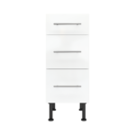 Modern Pre Assembled 350mm fitted kitchen 3 Drawer unit white gloss
