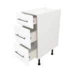 Modern Pre Assembled 350mm fitted kitchen 3 Drawer unit white gloss