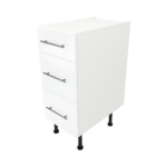Modern Pre Assembled 350mm fitted kitchen 3 Drawer unit white gloss