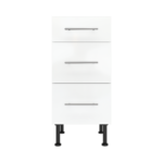 Modern Pre Assembled 400mm fitted kitchen 3 Drawer unit white gloss