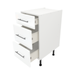 Modern Pre Assembled 400mm fitted kitchen 3 Drawer unit white gloss
