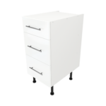Modern Pre Assembled 400mm fitted kitchen 3 Drawer unit white gloss