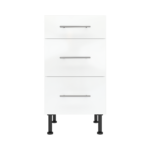 Modern Pre Assembled 450mm fitted kitchen 3 Drawer unit white gloss