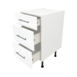 Modern Pre Assembled 450mm fitted kitchen 3 Drawer unit white gloss