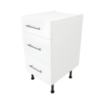 Modern Pre Assembled 450mm fitted kitchen 3 Drawer unit white gloss